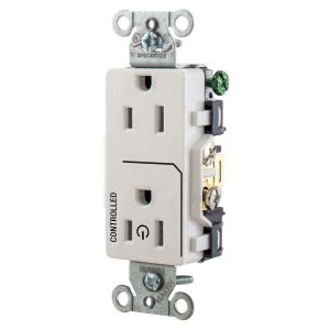 HUBBELL WIRING DEVICE-KELLEMS DR15C1WHI Straight Receptacle, 15A 125V, 2P - 3W Grounding, 5-15R, White | BD4FCP
