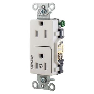 HUBBELL WIRING DEVICE-KELLEMS DR15C1WHITR Straight Receptacle, 15A 125V, 2P - 3W Grounding, 5-15R, White | CE6QUT