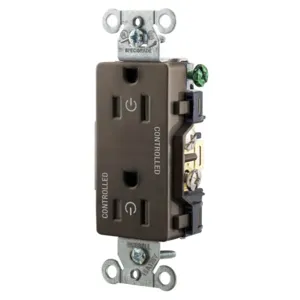 HUBBELL WIRING DEVICE-KELLEMS DR15C2 Straight Receptacle, 15A 125V, 2P - 3W Grounding, 5- 15R, Brown | BD3RXE