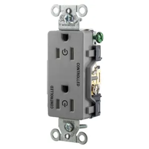 HUBBELL WIRING DEVICE-KELLEMS DR15C2GRY Straight Receptacle, 15A 125V, 2P - 3W Grounding, 5- 15R, Gray | BD4DVZ