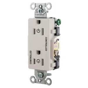 HUBBELL WIRING DEVICE-KELLEMS DR15C2LA Straight Receptacle, 15A 125V, 2P - 3W Grounding, 5- 15R, Light Almond | BD4NEG