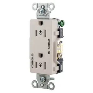 HUBBELL WIRING DEVICE-KELLEMS DR15C2LATR Straight Receptacle, 15A 125V, 2P - 3W Grounding, 5- 15R, Light Almond | CE6QVA