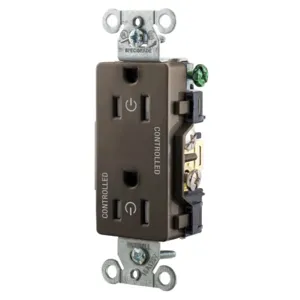 HUBBELL WIRING DEVICE-KELLEMS DR15C2TR Straight Receptacle, 15A 125V, 2P - 3W Grounding, 5- 15R, Brown | CE6QVD