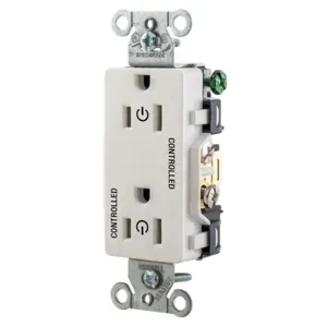 HUBBELL WIRING DEVICE-KELLEMS DR15C2WHI Straight Receptacle, 15A 125V, 2P - 3W Grounding, 5- 15R, White | BD4HQF