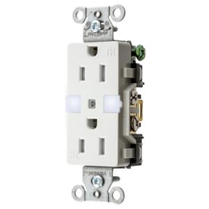 HUBBELL WIRING DEVICE-KELLEMS DR15NLWH Receptacle, Commercial, Decorator Duplex, Flush Mount, 15A, 125V AC | BD3UZN 437K35