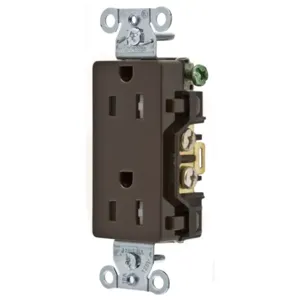 HUBBELL WIRING DEVICE-KELLEMS DR15TR Straight Receptacle, Duplex, 15A 125V, Brown, 1 Pk | BC9THV