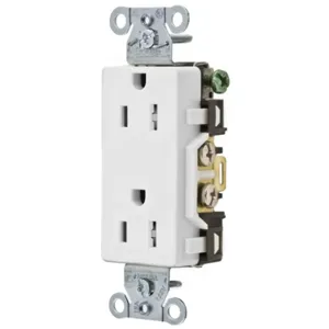 HUBBELL WIRING DEVICE-KELLEMS DR15WHITR Straight Receptacle, Duplex, 15A 125V, White, 1 Pk | AD7PKD 4FTZ4