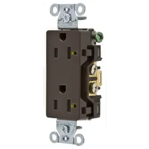 HUBBELL WIRING DEVICE-KELLEMS DR20 Straight Receptacle, Duplex, 20A 125V, Brown, 1 Pk | AC8UKW 3DVU8