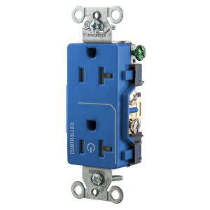 HUBBELL WIRING DEVICE-KELLEMS DR20C1BL Straight Receptacle, 20A 125V, 2P - 3W Grounding, 5-20R, Blue | CE6QVF