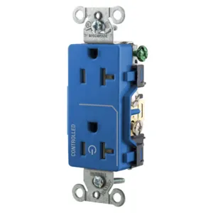 HUBBELL WIRING DEVICE-KELLEMS DR20C1BL Straight Receptacle, 20A 125V, 2P - 3W Grounding, 5-20R, Blue | CE6QVF