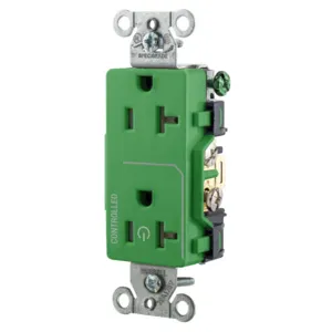 HUBBELL WIRING DEVICE-KELLEMS DR20C1GN Straight Receptacle, 20A 125V, 2P - 3W Grounding, 5-20R, Green | BD4MQK