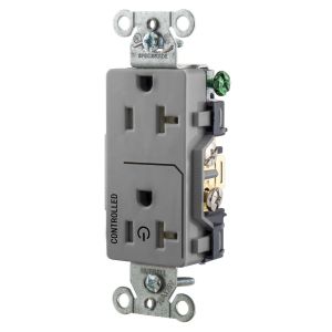 HUBBELL WIRING DEVICE-KELLEMS DR20C1GRY Straight Receptacle, 20A 125V, 2P - 3W Grounding, 5-20R, Gray | BD4HQH