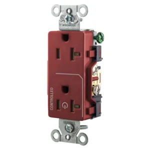 HUBBELL WIRING DEVICE-KELLEMS DR20C1R Straight Receptacle, 20A 125V, 2P - 3W Grounding, 5-20R, Red | CE6QVN