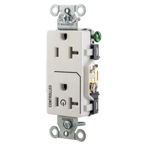 HUBBELL WIRING DEVICE-KELLEMS DR20C1WHI Straight Receptacle, 20A 125V, 2P - 3W Grounding, 5-20R, White | BD3MQK