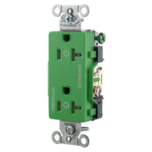 HUBBELL WIRING DEVICE-KELLEMS DR20C2GN Straight Receptacle, 20A 125V, 2P - 3W Grounding, 5-20R, Green | BD4BPJ