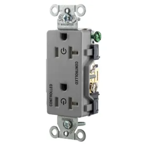 HUBBELL WIRING DEVICE-KELLEMS DR20C2GRY Straight Receptacle, 20A 125V, 2P - 3W Grounding, 5-20R, Gray | BD3NJZ