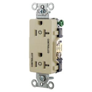 HUBBELL WIRING DEVICE-KELLEMS DR20C2I Straight Receptacle, 20A 125V, 2P - 3W Grounding, 5-20R, Ivory | BD4NEH