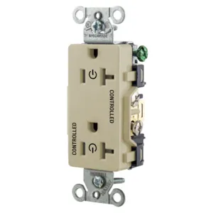 HUBBELL WIRING DEVICE-KELLEMS DR20C2I Straight Receptacle, 20A 125V, 2P - 3W Grounding, 5-20R, Ivory | BD4NEH