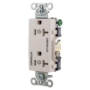 HUBBELL WIRING DEVICE-KELLEMS DR20C2LA Straight Receptacle, 20A 125V, 2P - 3W Grounding, 5-20R, Light Almond | BD4HRJ