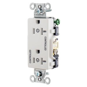 HUBBELL WIRING DEVICE-KELLEMS DR20C2WHI Gerade Steckdose, 20 A 125 V, 2P – 3 W Erdung, 5-20R, Weiß | BD3RXF