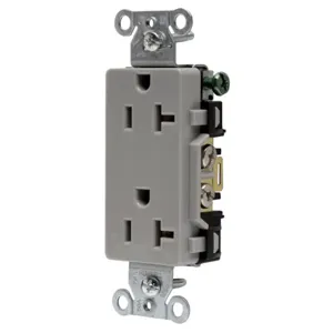 HUBBELL WIRING DEVICE-KELLEMS DR20GRY Straight Receptacle, Duplex, 20A 125V, Gray, 1 Pk | AC8UKZ 3DVX2