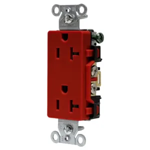 HUBBELL WIRING DEVICE-KELLEMS DR20R Straight Receptacle, Duplex, 20A 125V, Back And Side Wired Only, Red | BD4ANK