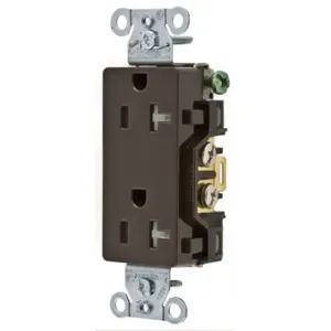 HUBBELL WIRING DEVICE-KELLEMS DR20TR Straight Receptacle, Duplex, 20A 125V, Brown, 1 Pk | AD7PKH 4FTZ8