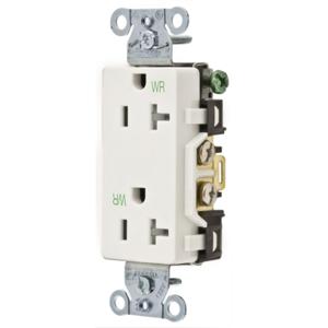 HUBBELL WIRING DEVICE-KELLEMS DR20WHIWRTR Gerade Steckdose, Duplex, 20 A 125 V, Weiß, 1 Pk | BC8JGX