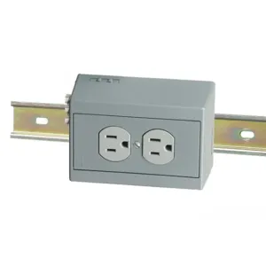 HUBBELL WIRING DEVICE-KELLEMS DRUB15H Din Rail Utility Box, Horizontal, One 15A 125V, 2-P 3-W Grounding, 5- 15R, Gray | BC8JGY