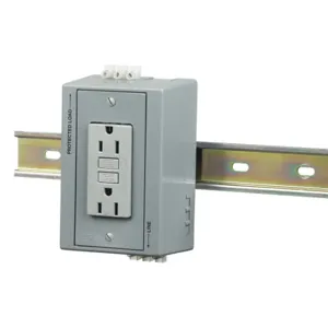 HUBBELL WIRING DEVICE-KELLEMS DRUBGFI15 Din Rail Utility Box Gfci, One 15A 125V, 2-Pole 3-Wire Grounding, 5-15R, Gray | AA9KHM 1DNV5