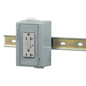 HUBBELL WIRING DEVICE-KELLEMS DRUBGFI20 Din Rail Receptacle Box, Gfci, 20 A | BC8CFH