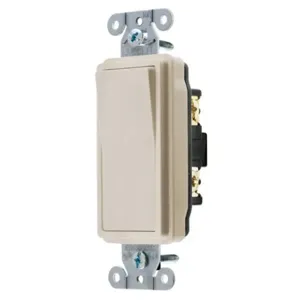 HUBBELL WIRING DEVICE-KELLEMS DS115LA Decorator Switch, Single Pole, 15A, 120/277VAC, Light Almond | BD3YTZ