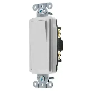 HUBBELL WIRING DEVICE-KELLEMS DS115OW Decorator Switch, Single Pole, 15A, 120/277VAC, Office White | BC8WQY