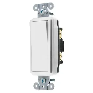 HUBBELL WIRING DEVICE-KELLEMS DS115W Decorator Switch, Single Pole, 15A, 120/277VAC, Back And Side Wired, White | AE7LDY 5Z780