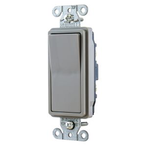HUBBELL WIRING DEVICE-KELLEMS DS120GY Decorator Switch, Single Pole, 20A, 120/277VAC, Back And Side Wired, Gray | AE7LEG 5Z789