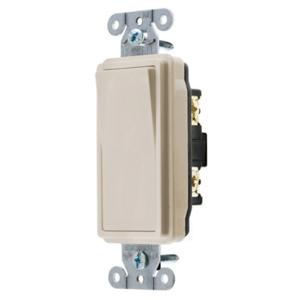 HUBBELL WIRING DEVICE-KELLEMS DS120LA Decorator Switch, Single Pole, 20A, 120/277VAC, Light Almond | BC8ALL