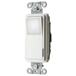 HUBBELL WIRING DEVICE-KELLEMS DS120NLWH Nightlight Wall Switch, 1 Pole, 20A, White, Commercial | BD3PDY 437K33