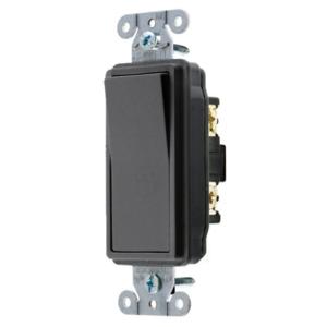 HUBBELL WIRING DEVICE-KELLEMS DS220BK Decorator Switch, Double Pole, 20A, 120/277VAC, Back And Side Wired, Black | BC8MTC