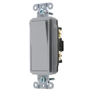 HUBBELL WIRING DEVICE-KELLEMS DS220GY Decorator Switch, Double Pole, 20A, 120/277VAC, Back And Side Wired, Gray | BD2FJH