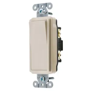 HUBBELL WIRING DEVICE-KELLEMS DS220LA Decorator Switch, Double Pole, 20A, 120/277VAC, Light Almond | BC8JVU