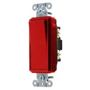 HUBBELL WIRING DEVICE-KELLEMS DS220R Decorator Switch, Double Pole, 20A, 120/277VAC, Back And Side Wired, Red | CE6REK