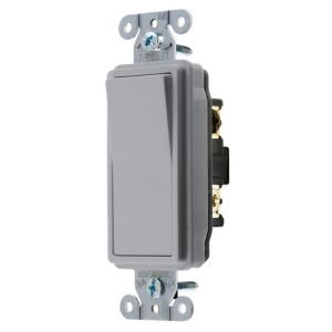 HUBBELL WIRING DEVICE-KELLEMS DS315GY Decorator Switch, Three Way, 15A, 120/277VAC, Back And Side Wired, Gray | AC2MHY 2LBV2
