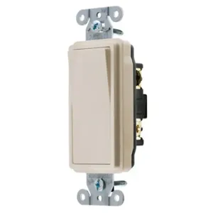 HUBBELL WIRING DEVICE-KELLEMS DS315LA Decorator Switch, Three Way, 15A, 120/277VAC, Back And Side Wired, Light Almond | BC8LMD