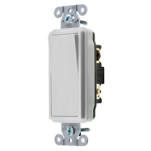 HUBBELL WIRING DEVICE-KELLEMS DS315OW Decorator Switch, Three Way, 15A, 120/277VAC, Back And Side Wired, Office White | BD2LPJ