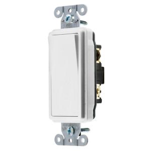 HUBBELL WIRING DEVICE-KELLEMS DS315W Decorator Switch, Three Way, 15A, 120/277VAC, Back And Side Wired, White | AE7LEC 5Z784