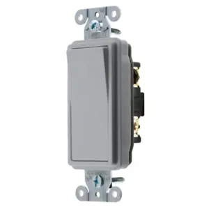 HUBBELL WIRING DEVICE-KELLEMS DS320GY Decorator Switch, Three Way, 20A, 120/277VAC, Back And Side Wired, Gray | BD2DRW