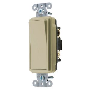 HUBBELL WIRING DEVICE-KELLEMS DS320I Decorator Switch, Three Way, 20A, 120/277VAC, Back And Side Wired, Ivory | AE7LEH 5Z791