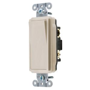 HUBBELL WIRING DEVICE-KELLEMS DS320LA Decorator Switch, Three Way, 20A, 120/277VAC, Back And Side Wired, Light Almond | BC9EJP