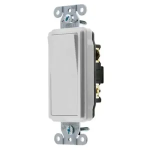 HUBBELL WIRING DEVICE-KELLEMS DS320OW Decorator Switch, Three Way, 20A, 120/277VAC, Back And Side Wired, Office White | BD2TYH