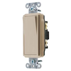 HUBBELL WIRING DEVICE-KELLEMS DS420AL Decorator Switch, Four Way, 20A, 120/277VAC, Back And Side Wired, Almond | BC8QEB